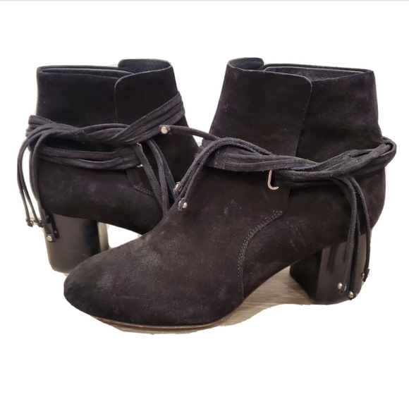 Rag & Bone Dalia II Black Suede Boots Stud Tipped Straps - Picture 3 of 7